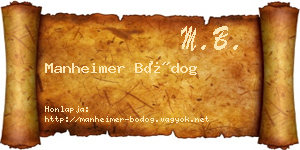 Manheimer Bódog névjegykártya